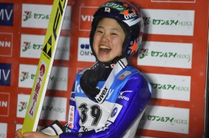 逆転優勝が決まった瞬間の伊藤有希選手