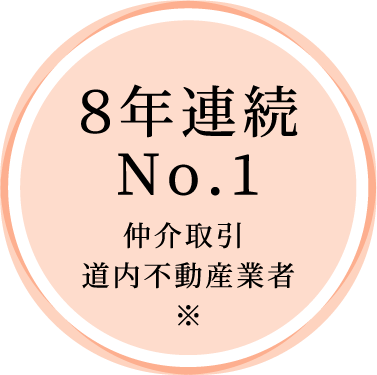 ８年連続No.1仲介取引 道内不動産業者※